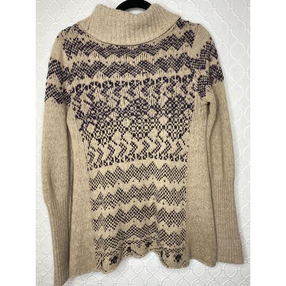 Free People Fair Isle Cowl Neck Sweater Medium - Picture 5 of 5